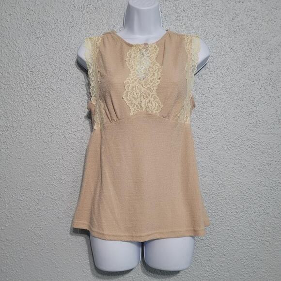 gimmicks by BKE Tops - Gimmicks Womens Sleeveless Lace Trim Pink Babydoll Top Size S Coquette Feminine